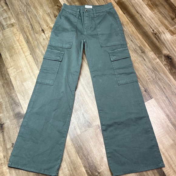 Hudson Jeans Women's Rosalie Cargo Pants Olive Green Size 24 Wide Leg Utility Po - Picture 2 of 9
